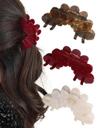 1/3pcs Tie Dye Floral Acetate Hair Claw Clips, Large Hair Claw Jaw Clips For Updo, Ponytail, Everyday, Outdoor, Party, Travel, Graduation, Thanksgiving, Valentine's Day, Perfect Gift Winter Hair Accessories Flower Hair Clips Causal Hair Cluch