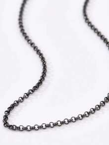 1 件哥特式 S925 纯银项链，男士百搭颈链，小众深黑色系列银链，舒适低过敏性佩戴，适合音乐节和派对