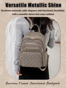 Malist Flower Embroidery Functional Backpack For Women, Business Casual Commuting Travel Backpacks, Cute Multi-Compartment Versatile Computer Daypack, Portable Campus School Bag For Junior High School And College Students, School Backpack, Elementary School, Middle School, High School, Back To School Bags, Waterproof, Lightweight, Classic Casual, Suitable For Teen Girls Women College Students, Teacher, Perfect For Back To School, First Day Of School, Middle School, High School - 灰色 - 查看 4