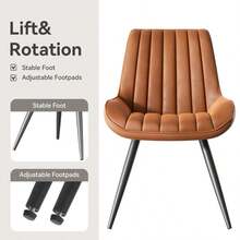 Nalupatio 2 Piece Modern Dining Chairs Set - Comfortable Padded Fabric Kitchen Side Chairs With Thick Cushions & Metal Legs, Suitable For Dining Room, Living Room, Kitche - màu nâu - Xem 4