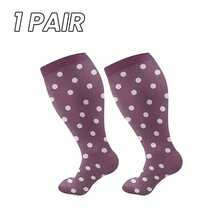 1/3 双装女士特大号压缩袜，防滑、柔软透气，适合日常穿着、办公、健身、运动，舒适透气。 - 彩色 - 查看 12