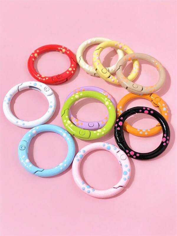 10pcs Random Colorful Cartoon O-Ring Buckle Adjustable, Suitable For Jewelry, Clothing, Holiday DIY, Keychain Accessories, Cat Paw Painted Crafts