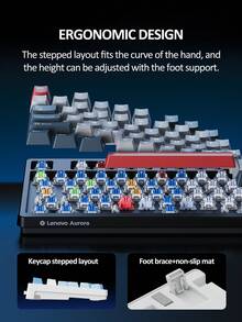 Lenovo GK10 Three-Mode Game Keyboard, 98 Keys, Plug And Play, Real Mechanical Shaft, All-Key Hot Swap, Cool RGB Lighting Effect, Large-Capacity Battery, Suitable For Daily Office Or Playing Games. - Multicolor - View 11