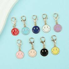 9 件/18 件混色欢乐脸珐琅吊坠配合金龙虾扣钥匙扣 - 非常适合背包、手机壳、包袋配件和汽车后视镜饰物、钱包配件