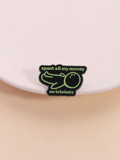 1pc "Spent All My Money On Trinkets" Interesting Line Art Cartoon Figure Brooch Pin, Fashion Jewelry Accessory Suitable For Men & Women, Daily Wear, Exquisite Gift For Friends Office Accessories Shirts Jacket Christmas Halloween