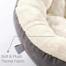 舒适毛绒圆形宠物床蓬松甜甜圈猫狗窝可水洗防滑小狗床安抚小型宠物多种颜色 - 卡其色 - 查看 4