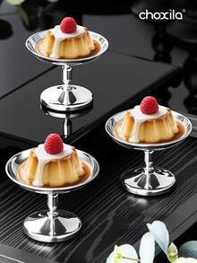 choxila 1 كوب حلوى من الفولاذ المقاوم للصدأ، وعاء آيس كريم ذو قاعدة عالية، طبق معدني صغير على قاعدة لتقديم الحلويات والفواكه والحلويات الهلامية والوجبات الخفيفة في المناسبات العائلية والأعراس وشهر رمضان وعيد الأضحى - فضي - مشاهدة 4