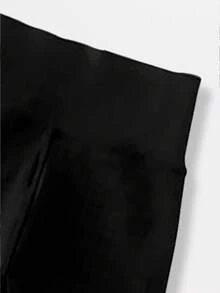 少女心印花喇叭裤，黑色百搭紧身打底裤，儿童瑜伽裤，优雅高弹阔腿裤 - 黑色 - 查看 5