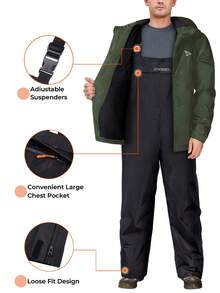 RODEEL 男士雨衣套装，包括雨衣和背带裤，提供终极户外探险防护 - 綠色 - 查看 2