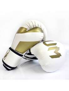 Guantes de boxeo para niños y adultos, guantes de entrenamiento de kickboxing para hombres y mujeres, guantes de saco de boxeo, guantes de Muay Thai MMA - Blanco - Ver 1