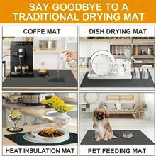 Un tapis d'égouttage de style minimaliste moderne, un nouveau tapis de séchage absorbant pour le comptoir de cuisine avec une surface résistante à la décoloration et un toucher doux et confortable. Supporte le lavage en machine pour un nettoyage facile, léger et portable, fabriqué en matériau de diatomite doux pour des propriétés antidérapantes et de séchage rapide. Convient pour les comptoirs de cuisine, la décoration de cuisine, les articles ménagers - Noir - Voir 8