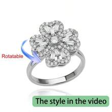 1PC Zirconia Rotatable Four Leaf Clover Anxiety Rings For Women Stainless Steel Anti-Stress Ring Aesthetic Jewelry Gift