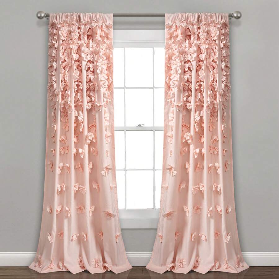 LUSH DECOR Riley Window Curtain Panel Navy Single 54X84 Halloween-Fall Decor-Room Decor - má hồng - Xem 1