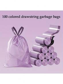 100pcs/Pack Scented Drawstring Trash Bags, Portable, Suitable For Home, Party, Events, Purple Color - 100pcs - View 3