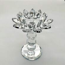 1pc Lotus Candlestick Crystal Ornament, European Style Crystal High Footed Candlestick, Interpreting Western Romantic Style, Western Traditional Crystal Lotus Candlestick, Long Lasting Lamp Candlestick, European And American Style High Footed Candlestick