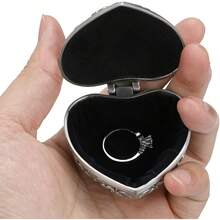 In Stock Instant Delivery Hipiwe Vintage Heart Shape Jewelry Box - Small Antique Ring/Earrings/Necklace Storage Organizer, Metal Chest Trinket Keepsake Box Women FPXX - 心形,青銅色 - 查看 5
