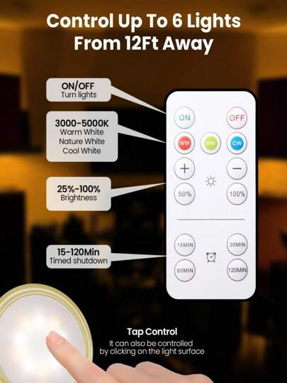 1/3/ Wireless Metal Art Battery Powered LED Picture Lights, Magnetic Lamp, Fairy Lamps, Led Night Light, Lighting, Book Lights Room Adjustable Temperature, Timer, Remote Press Control Perfect Gallery, Stairs, Corridors view 6