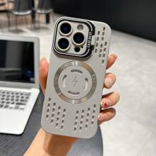 Summer Hollowed-Out Cooling Phone Case With Lens Holder, Suitable For IPhon16 Magnetic Phone Case Hollowed-Out IPhon 15 Drop Case 14 Waterproof Shockproof Anti-Fall Scratch Resistant