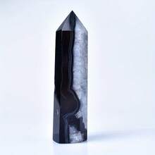 CUPIDCRYSTAL 天然黑玛瑙塔点、水晶柱、完美水晶礼品、裸石珠宝制作、独特家居装饰冥想石 - 黑瑪瑙 - 查看 7