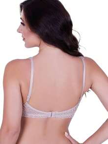 Lace Padded Bra - Beige - View 4