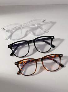 1 pieza/2 piezas/3 piezas Juego de gafas de moda retro y ligeras - Gafas con montura completa a la moda que bloquean los rayos azules - Multicolor - Ver 2