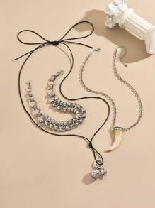 3 piezas Collar vintage de moda multicapa, adecuado para hombres y mujeres, uso diario y regalo