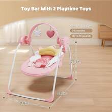 Baby Swings Baby Girl Swing For Newborn, Portable Infant Swing For Newborns 0-6 Months,Lightweight For Babies Up To 20 Lbs,Adaptable Speed,Timing,Foldable & Travel-Friendly Baby Chair - 粉色 - 查看 3