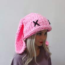 1 件女式多色超大兔耳帽，温暖厚针织帽，可爱百搭，适合日常、休闲、派对场合滑雪面具情人节 - 口罩款 - 查看 11