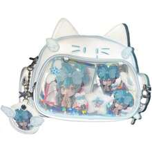 White Ita Bag For Pins, Cute Cat Design Backpack, Convertible Single Shoulder Or Crossbody Bag For School, Y2K Preppy Aesthetic - Túi trắng - Xem 1