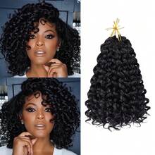 GoGo Curl 钩针发 1-6 包水波钩针发 10/14/18/22 英寸卷曲钩针发 女士短款海滩卷曲钩针发 合成深扭钩针接发 - 彩色 - 查看 16