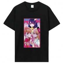 COOL SUMMER Oshi No Ko Anime Print Women T-Shirt Cute Ai Ruby And Aqua Short Sleeve T Shirt Female Kawaii Casual 2025 Summer Y2k Clothes Top - màu đen - Xem 1
