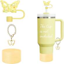 AiScrofa 4 件套杯子配件套装 - 仿珍珠链编织设计水瓶手柄带、硅胶杯套