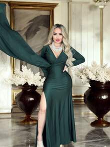 Women Plus Bridesmaid Dresses - Green - View 3