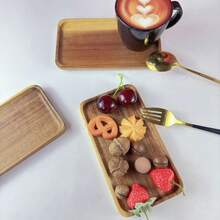 Tray, Tea Cup Tray, Multi-Function Snack Tray, Coffee Cup Tray, Cake Plate, Creative Bread Plate, Room Decor, Kitchen Decor, Suitable For Steak, Pizza, Sushi, Etc. - Brown - View 9
