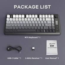 LexonTech Teclado inalámbrico para juegos ZIYOU LANG M75, con retroiluminación RGB, batería recargable de 2000mAh, teclado pequeño con membrana, pantalla inteligente y perilla, teclas degradadas de PBT para PC - Multicolor - Ver 6