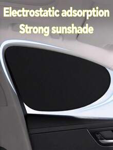 4pcs/Set Car Static Adsorption Sun Shades, Side Window Privacy Sunshade, Heat Insulation Curtain, Car Window Sunshield, PVC Static Film, Double-Sided Black Blackout Cloth - Multicolor - View 2
