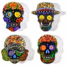 4pcs Skull Coaster Resin Molds, Epoxy Resin Concrete Cement Skull Silicone Molds, Ghost Resin Molds, Gothic Decor Candle Holders For Halloween Party Bar DIY Crafts Home Decor Halloween Decor Room Decor
