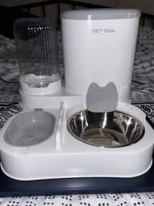 2-In-1 Cat Water Dispenser And Food Dispensing Kit-Removable, Washable, Feeding Station, Indoor Cat Feeding Bowl, Easy To Clean - Light Grey - View 3