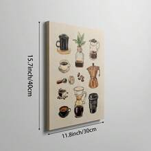Tranh treo tường phong cách tối giản về biểu đồ cà phê, tranh trang trí quầy cà phê, tranh canvas kiểu cổ điển, thích hợp để trang trí nhà bếp, quầy bar, phòng khách, quà tặng cho người yêu cà phê và barista, có khung hoặc không khung. - Nhiều màu - Xem 12