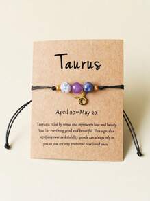 Zodiac Bracelet Women Men Crystal Stone Beaded Bangles Handmade Weave Braid Gift Ideas Aries Taurus Gemini Cancer Leo Virgo Libra Scorpio Sagittarius Capricorn Aquarius Pisces For Brother Sister