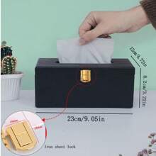 1pc Wooden Tissue Box, Imitation Walnut Or Black Wood Grain, Desktop Tissue Paper Storage Box For Bedroom, Living Room, Home Decor, Kitchen Accessories, Christmas Decoration, Hotel Supplies