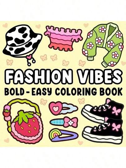 1 pieza Libro para colorear de 52 páginas "Fashion Vibes Coco" para adultos y niños, con diseños audaces y fáciles, simples y grandes para relajarse. Libro para colorear de "Fashion Vibes" con dibujos hechos a mano, sin necesidad de copiar, para aliviar el estrés y el grafiti.
