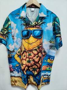 3D Print Short Sleeve Shirt - Casual Breathable Polyester, Machine Washable, Men's Collar Design - Multicolor - View 2