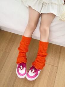 1 Pair Y2K Style Girls Leg Warmers, Warm & Breathable Ankle Leg Warmers For Children, Autumn/Winter - Multicolor - View 7