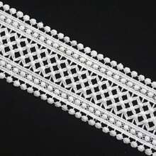 Viền ren thêu tinh tế rộng 2,95 inch tan trong nước, ren polyester rỗng hai cạnh không co giãn, dùng để may quần áo, đồ thủ công tự làm, trang trí viền váy, eo và cổ áo - Ren trang trí đa năng, ren họa tiết hoa | Thiết kế rỗng tinh tế, vải ren - trắng - Xem 5