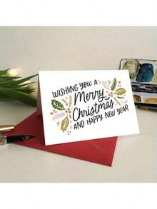 1pc Christmas Themed Folding Card, Suitable For Invitation, Greeting Card, Great Gift For Friends And Family, Includes Envelope