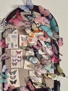 36pcs/Box Watercolor Butterfly Decoration 3D Realistic And Durable Butterfly Wall Decoration Suitable As Decoration Props For Spring Easter Families Weddings And Parties Room Decor Home Decor Wall Stickers Stickers Living Room Decor