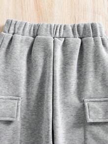 青少年男孩卡通图案印花圆领运动衫和运动裤套装 - 灰色 - 查看 6