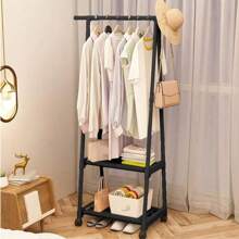 Multifunctional Metal Clothes Hanger For Baby And Children's Bedroom Clothes Storage, With Triangular Wheel Brackets. It Is A Mobile Multi-Layer Storage And Organizing Rack, Suitable For Families, Kitchens, Wardrobe Organizing, Hanging Clothes, And As A Large Clothes Hanger. - Coat Hanger - View 6