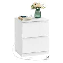 KAILYN Collection - Nightstand With Charging Station, Bedside Table With Drawers, Side End Table, 2 AC Outlets, 2 USB Ports, For Living Room, Bedroom, Study, Cloud White - UK Plug(220-240V) - View 7